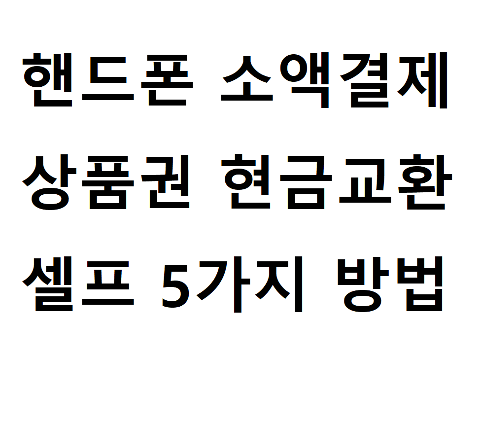 핸드폰 소액결제 현금교환